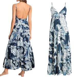 NWT MAAJI Large Juliette Navy White Maxi Dress